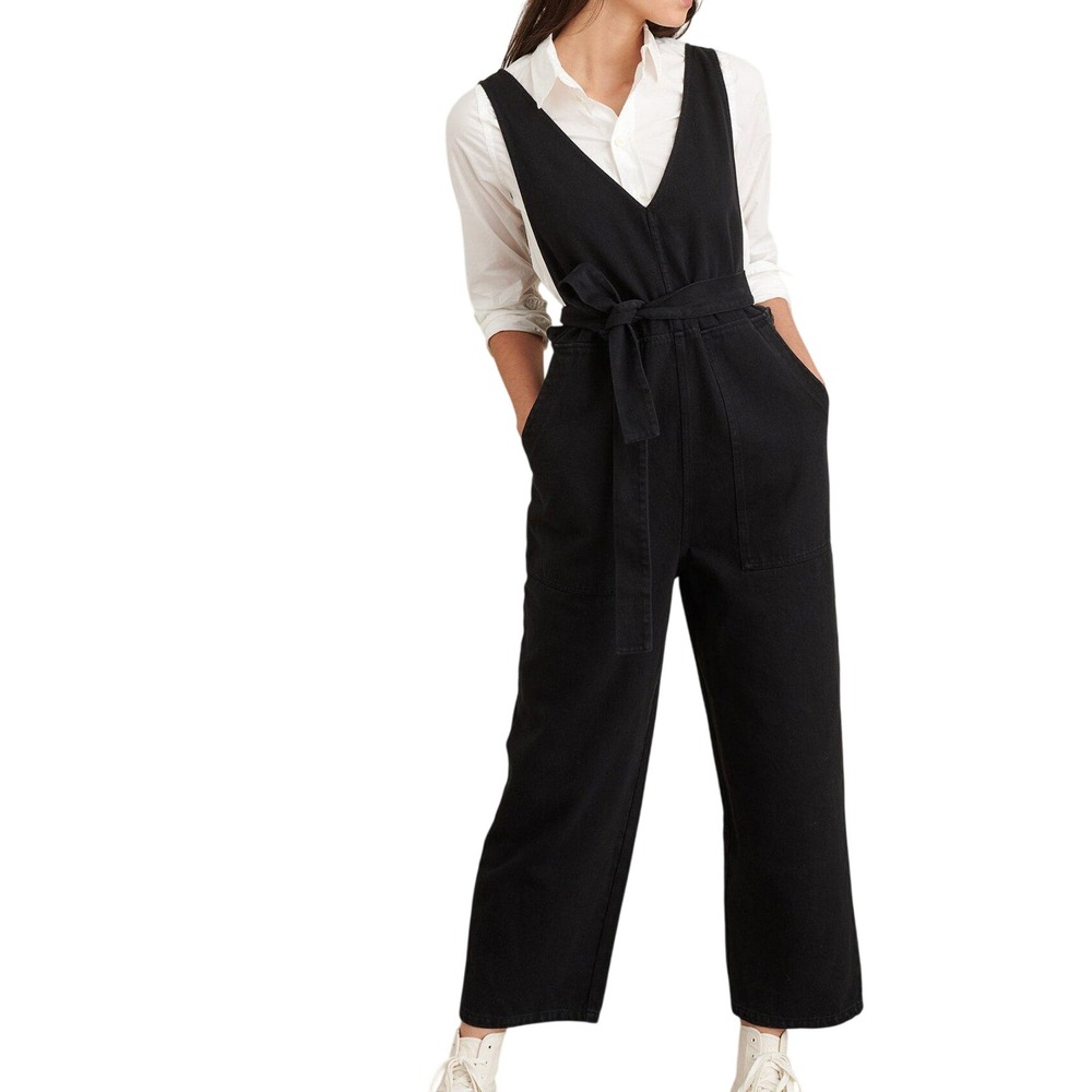 Alex Mill Ollie Overall Recycled Denim Black Utility Jumpsuit Size L Minimalist